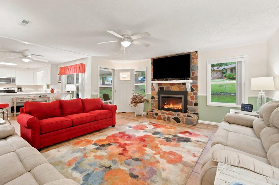 Living room with fireplace