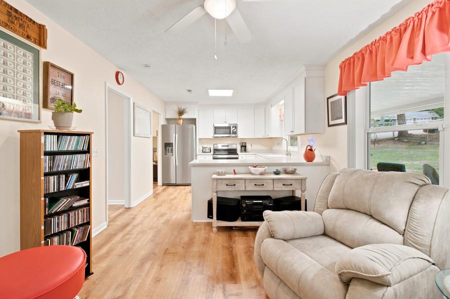 Open kitchen and living area
