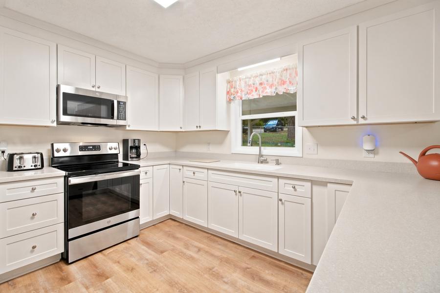 Kitchen with solid-surface countertops