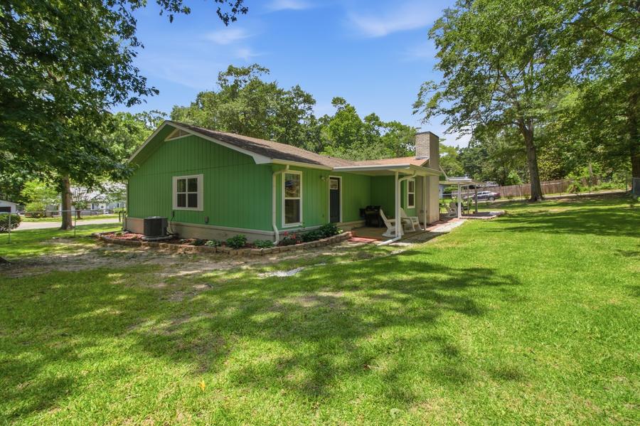 Side exterior and yard